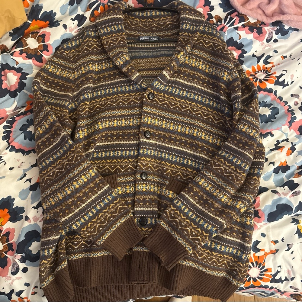 Paul jones  Men's Multicolor Patterned Cardigan